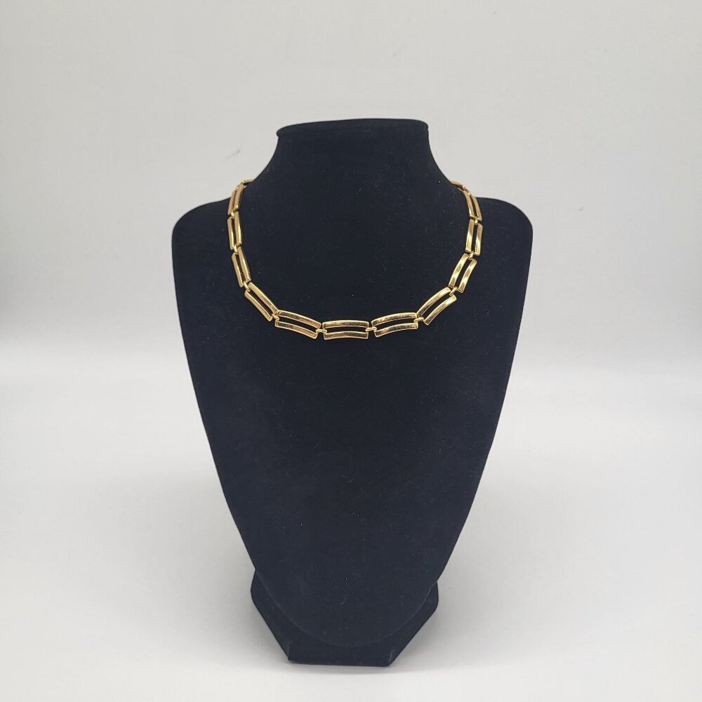 VTG Monet Gold Tone Open Link Chain Choker Necklace - Picture 1 of 8